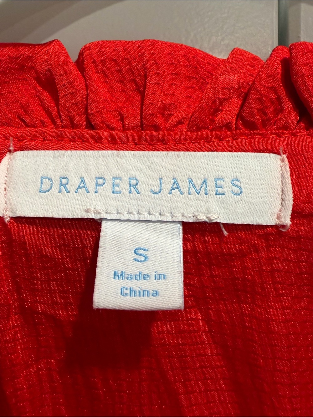 Draper James Bright Red Ruffle-Neck Top